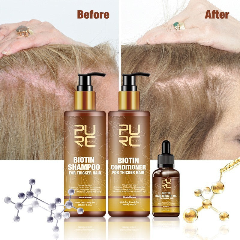 PURC Hair Care Ginger Biotin Three-piece Shampoo Conditioner Repair Dry And Frizz Essential Oil